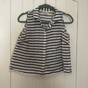 Madewell Blue and White Strip Top Small